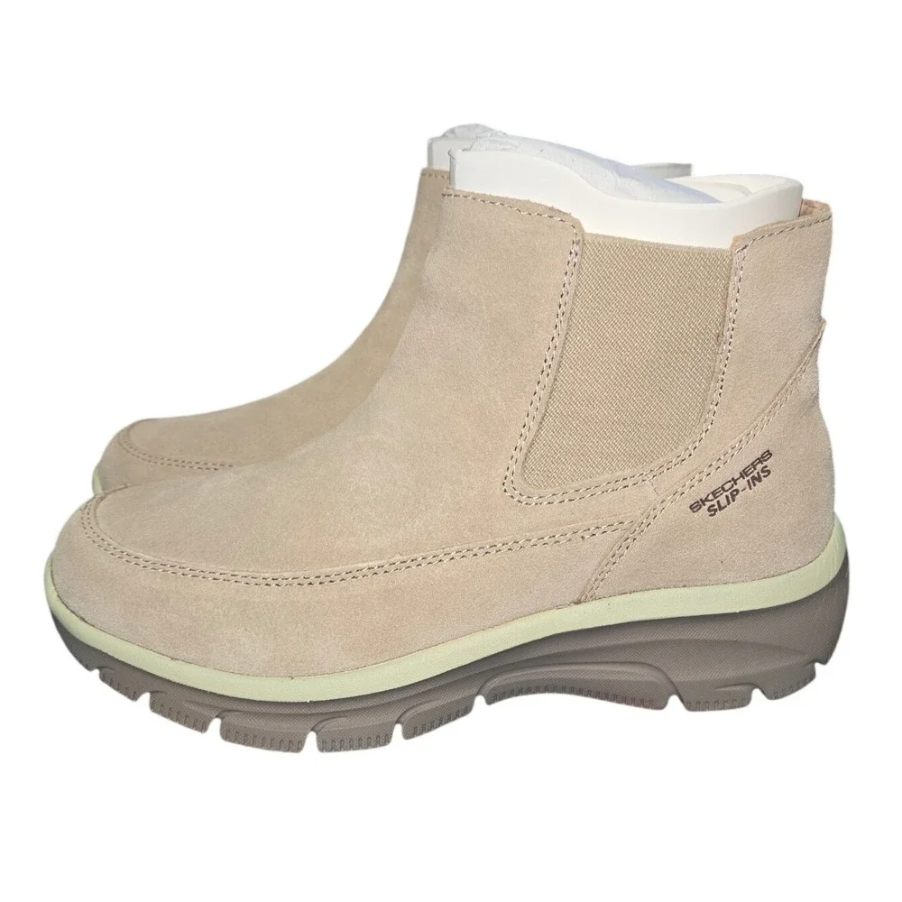 Sz 5.5 Skechers Hands Free Slip-ins Easy Going Casual Icon Boots Dark Natural